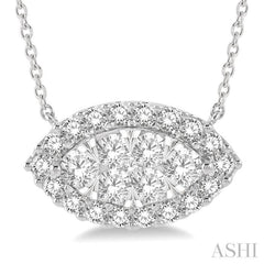 Marquise Shape East-West Halo Lovebright Essential Diamond Necklace