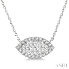 Marquise Shape East-West Halo Lovebright Essential Diamond Necklace