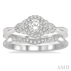 Round Shape Halo Diamond Wedding Set