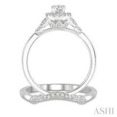 Round Shape Halo Diamond Wedding Set