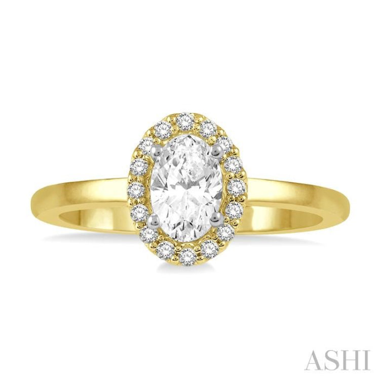 Oval Shape Semi-Mount Halo Diamond Engagement Ring