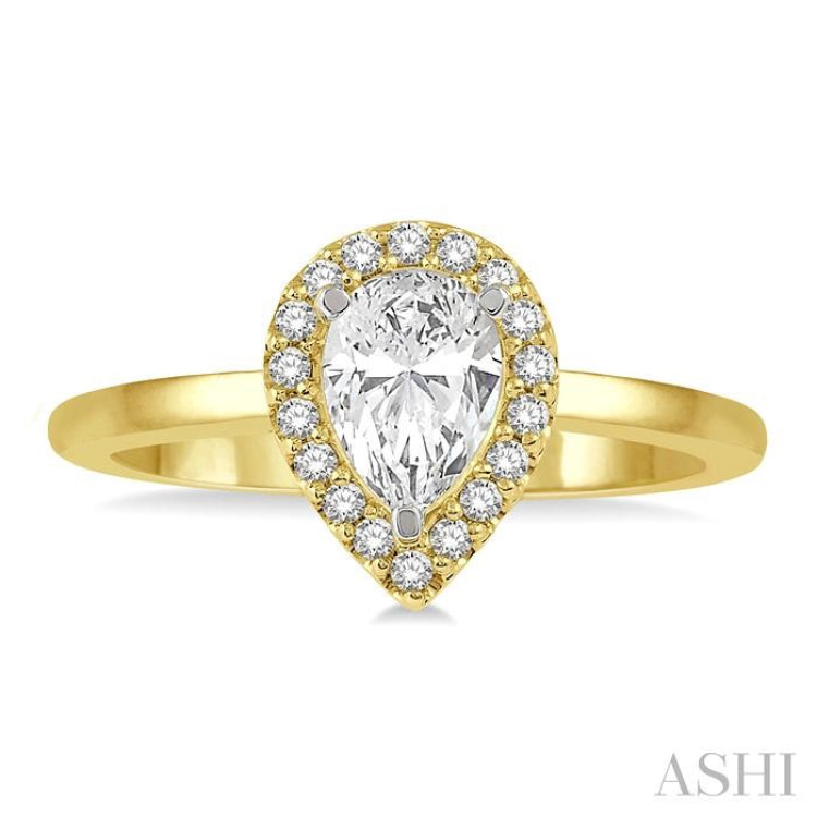 Pear Shape Semi-Mount Halo Diamond Engagement Ring