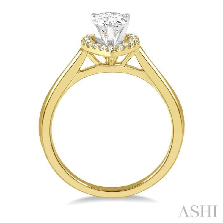 Pear Shape Semi-Mount Halo Diamond Engagement Ring