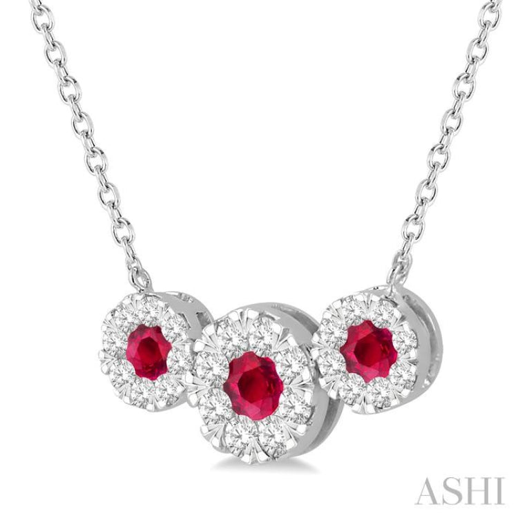 Round Shape Past Present & Future Lovebright Gemstone & Diamond Necklace