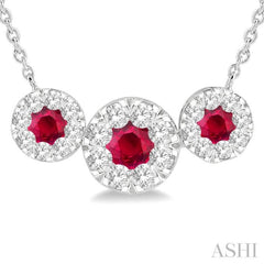 Round Shape Past Present & Future Lovebright Gemstone & Diamond Necklace