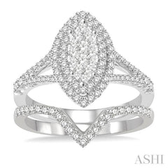 Marquise Shape Halo Lovebright Diamond Wedding Set