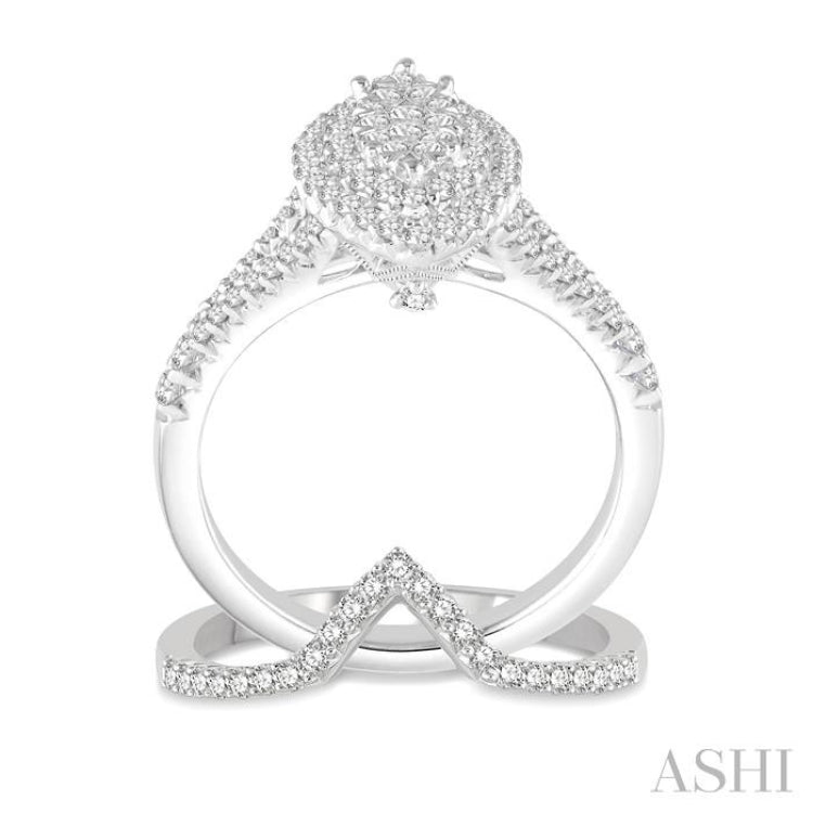 Marquise Shape Halo Lovebright Diamond Wedding Set