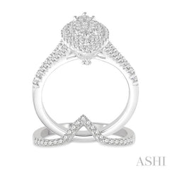 Marquise Shape Halo Lovebright Diamond Wedding Set