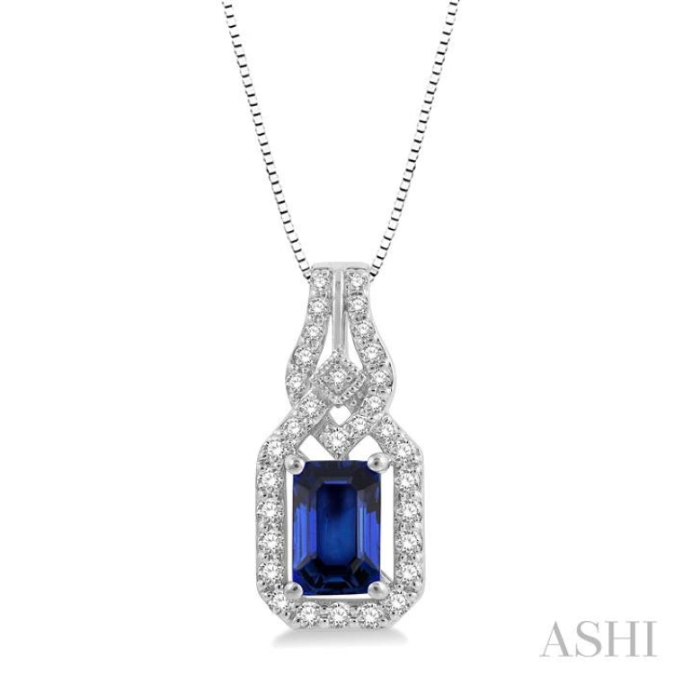 Emerald Shape Gemstone & Halo Diamond Pendant