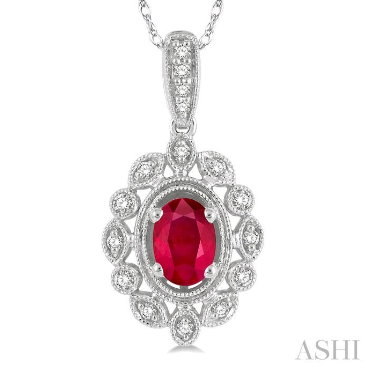 Oval Shape Gemstone & Diamond Pendant