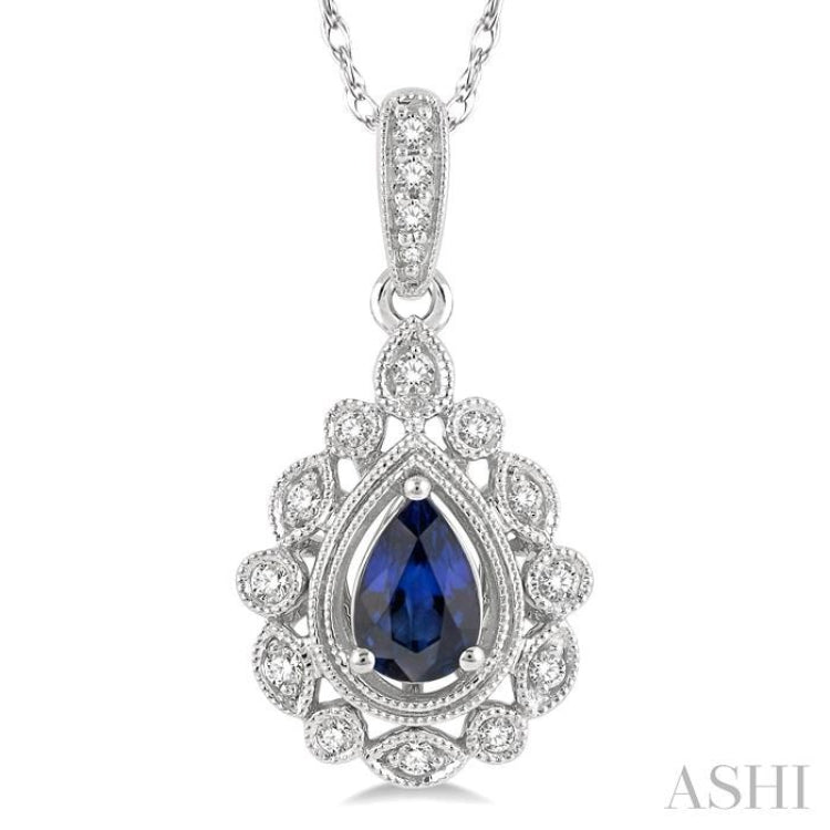 Pear Shape Gemstone & Diamond Pendant