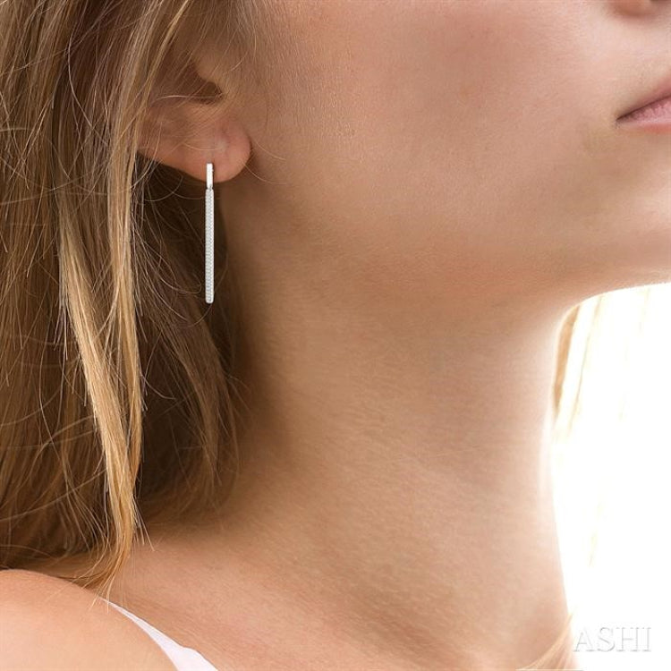 Vertical Bar Diamond Long Earrings