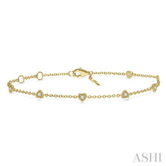 Heart Shape Diamond Station Chain Bracelet