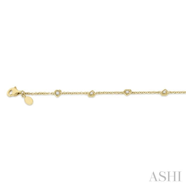 Heart Shape Diamond Station Chain Bracelet