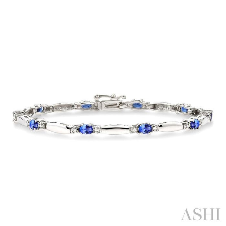 Oval Shape Gemstone & Diamond Bracelet