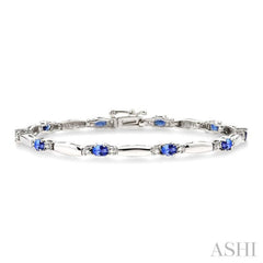 Oval Shape Gemstone & Diamond Bracelet