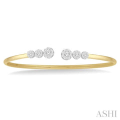 Stackable Round Shape Lovebright Diamond Open Cuff Bangle