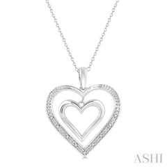 Silver Double Heart Shape Diamond Fashion Pendant