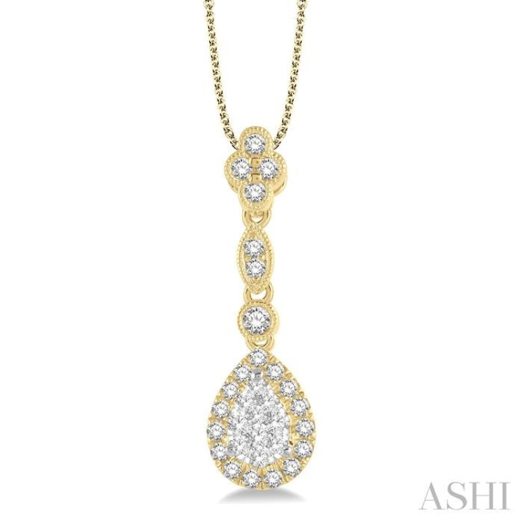 Pear Shape Halo Lovebright Diamond Pendant