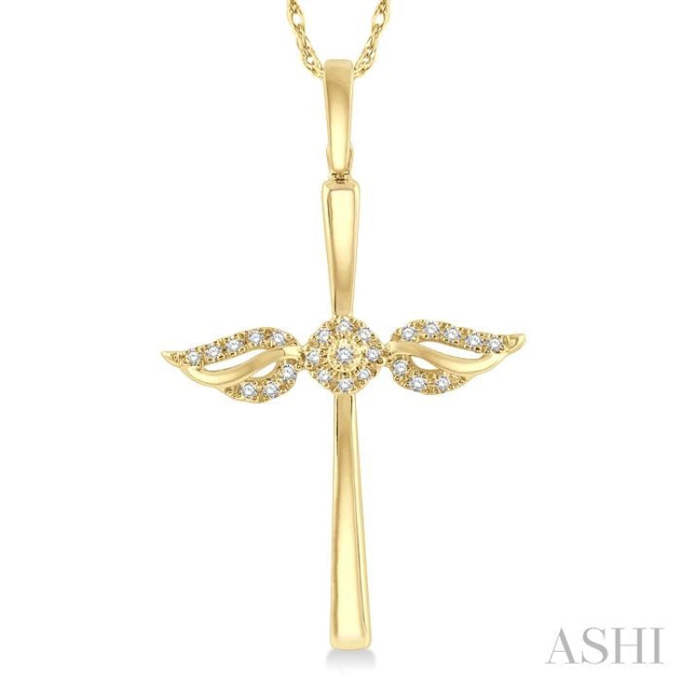 Angel Wings Cross Petite Diamond Pendant