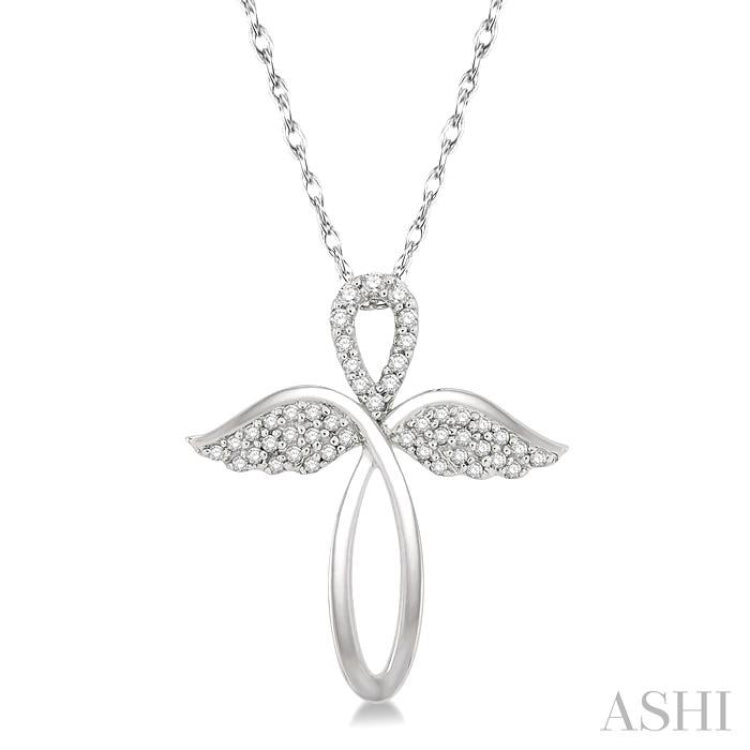 Angel Wings Cross Diamond Pendant