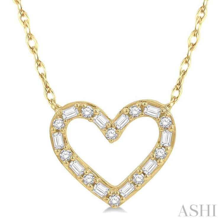 Heart Shape Baguette Diamond Necklace