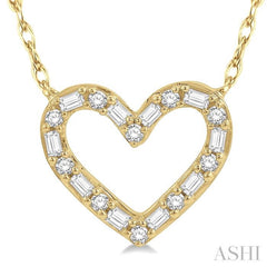 Heart Shape Baguette Diamond Necklace