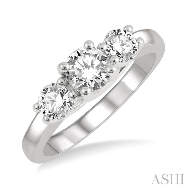 Round Shape Past Present & Future Diamond Engagement Ring