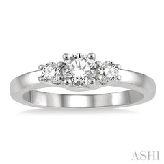 Round Shape Past Present & Future Diamond Engagement Ring