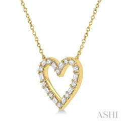 Heart Shape Baguette Diamond Necklace