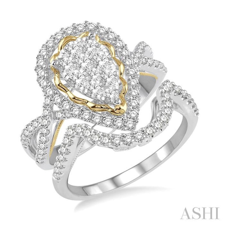 Pear Shape Halo Lovebright Diamond Wedding Set