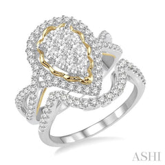 Pear Shape Halo Lovebright Diamond Wedding Set