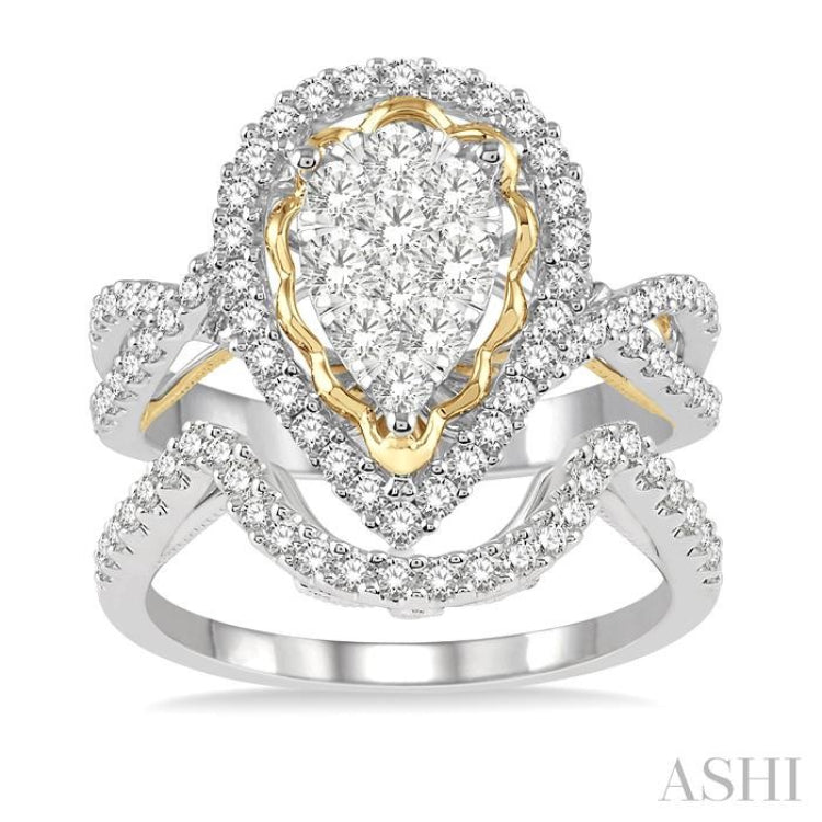 Pear Shape Halo Lovebright Diamond Wedding Set