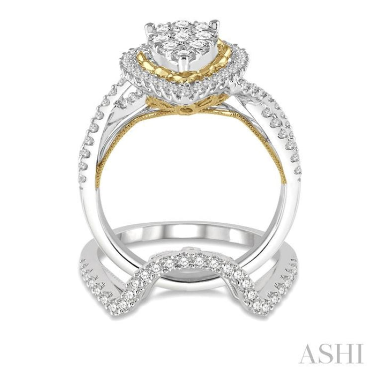 Pear Shape Halo Lovebright Diamond Wedding Set