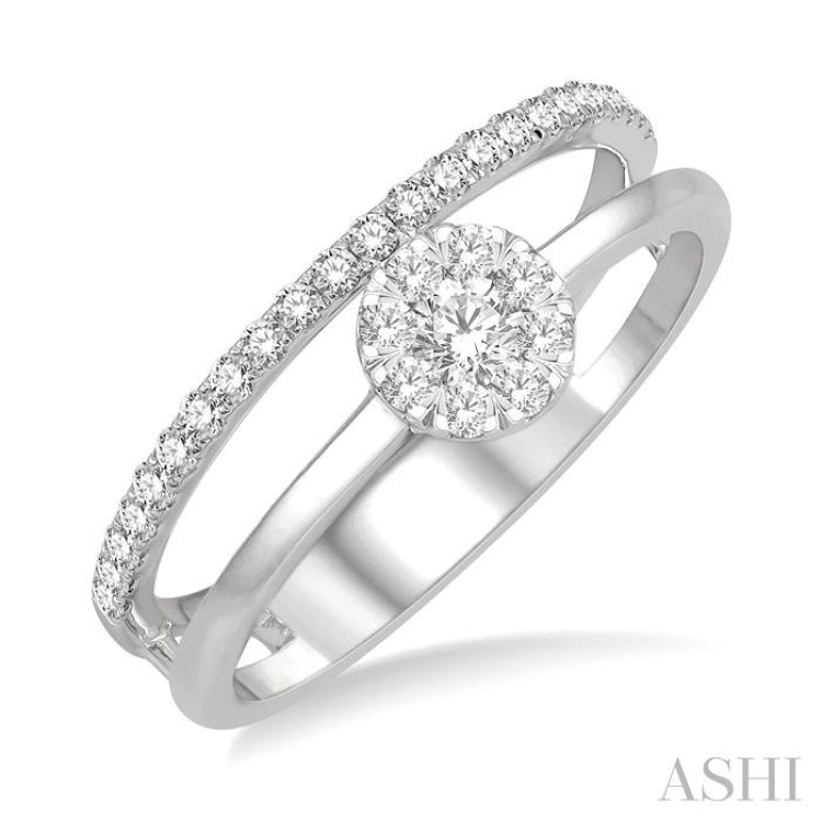 Round Shape Double Row Lovebright Diamond Fashion Ring