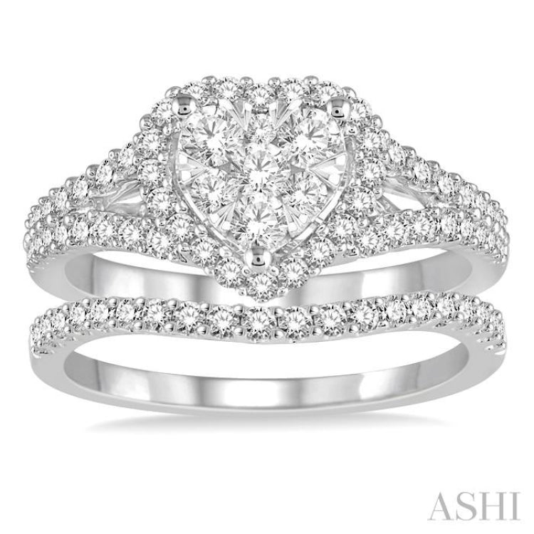 Heart Shape Halo Lovebright Diamond Wedding Set