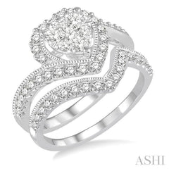 Heart Shapehalo  Lovebright Diamond Wedding Set