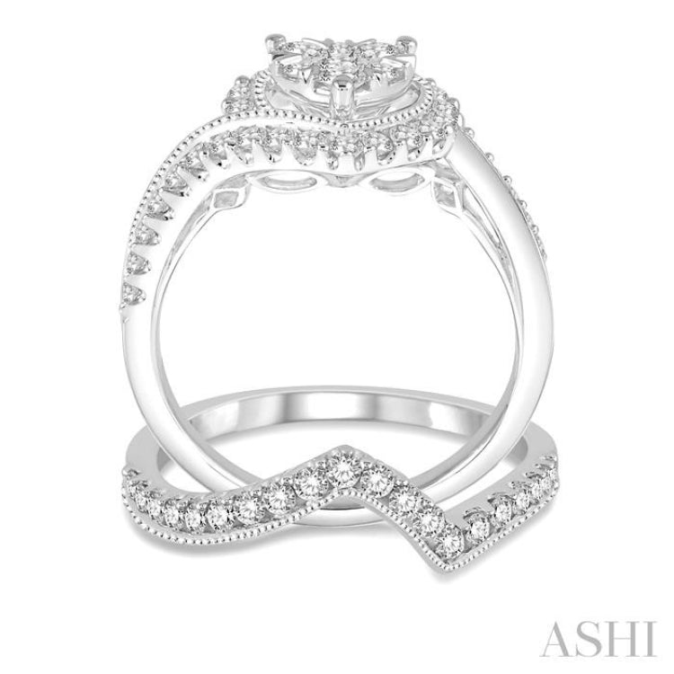 Heart Shapehalo  Lovebright Diamond Wedding Set