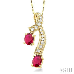 Oval Shape Gemstone & Diamond Fashion Pendant