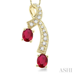 Oval Shape Gemstone & Diamond Fashion Pendant