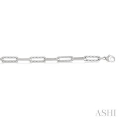 1.00 ctw Round Cut Diamond Paperclip Bracelet in 14K White Gold