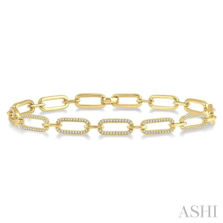 1.00 ctw Round Cut Diamond Paperclip Bracelet in 14K Yellow Gold