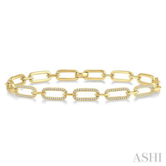 1.00 ctw Round Cut Diamond Paperclip Bracelet in 14K Yellow Gold