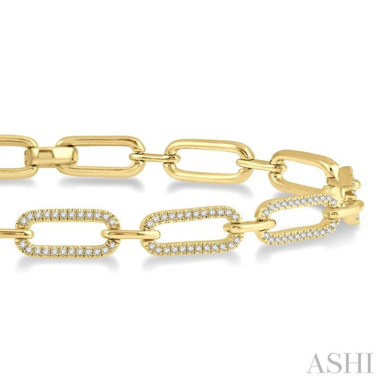 1.00 ctw Round Cut Diamond Paperclip Bracelet in 14K Yellow Gold