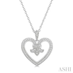 Heart Shape Fleur De Lis Diamond Fashion Pendant