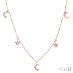 Star & Moon Diamond Station Necklace