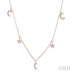 Star & Moon Diamond Station Necklace