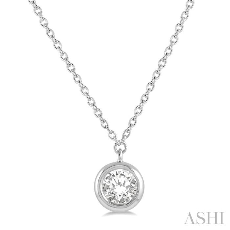 Round Shape Bezel Set Diamond Necklace