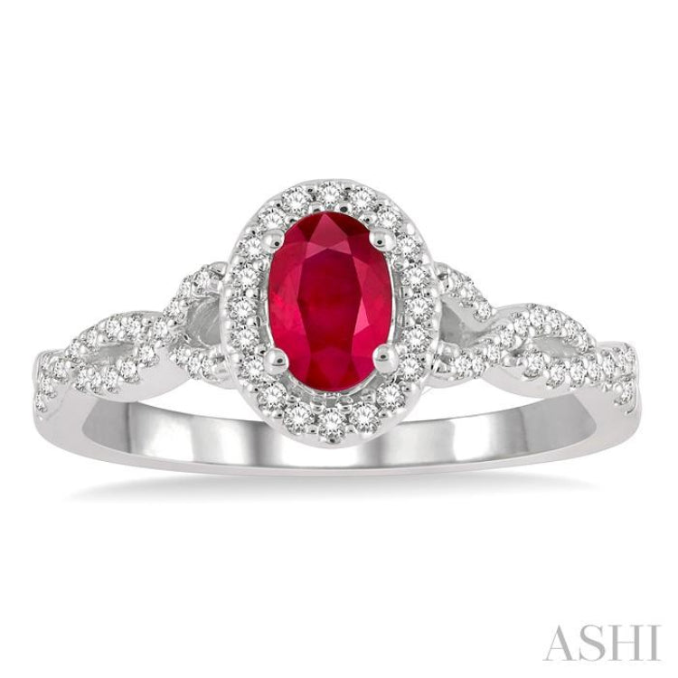 Oval Shape Gemstone & Halo Diamond Ring