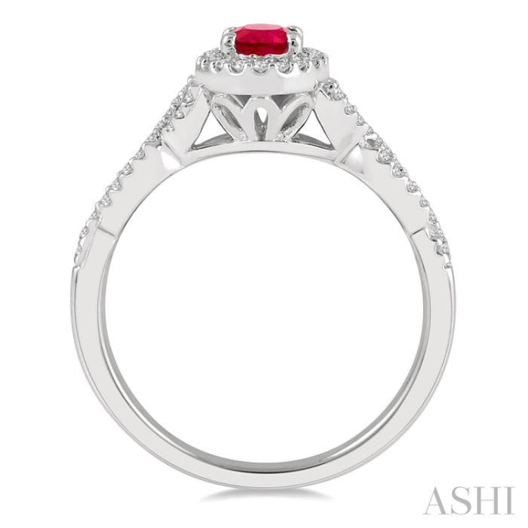 Oval Shape Gemstone & Halo Diamond Ring